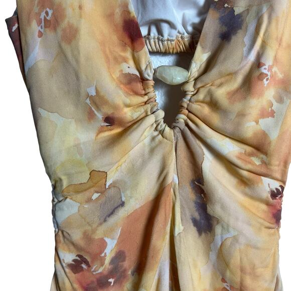 Significant Other Libby Cream Floral Plunge Neck Sleeveless Slip Maxi Dress Sz 8 - Picture 7 of 16